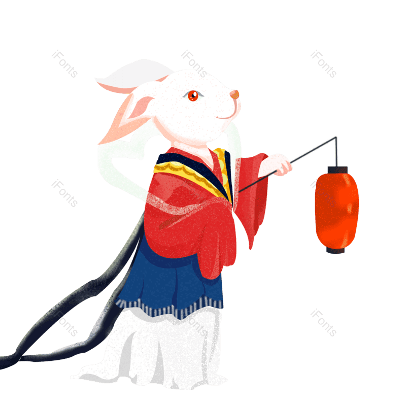 兔子图片,卡通兔子元素,灯笼PNG,中秋免抠素材